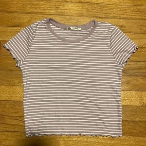 NWOT heart and hips ribbed striped fitted lettuce edge top